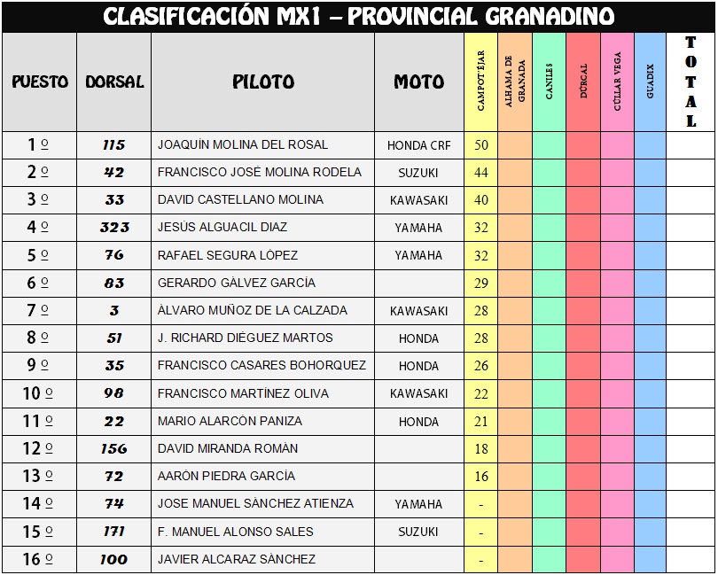 CLASIFICACIÓN MX1